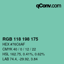 Farbcode: RGB 118 198 175 | qconv.com