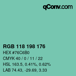 Código de color: RGB 118 198 176 | qconv.com