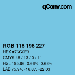 カラーコード: RGB 118 198 227 | qconv.com