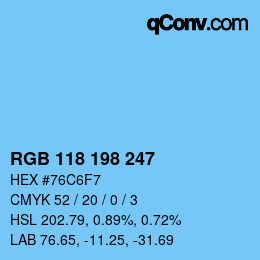 Color code: RGB 118 198 247 | qconv.com