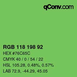 カラーコード: RGB 118 198 92 | qconv.com