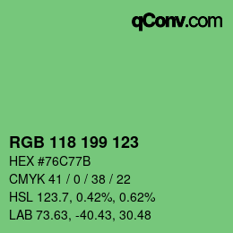 Color code: RGB 118 199 123 | qconv.com