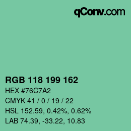 Color code: RGB 118 199 162 | qconv.com
