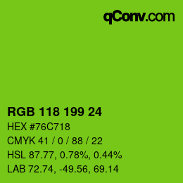 Color code: RGB 118 199 24 | qconv.com