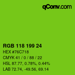 Color code: RGB 118 199 24 | qconv.com