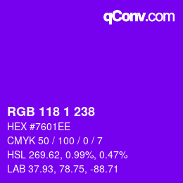 Color code: RGB 118 1 238 | qconv.com