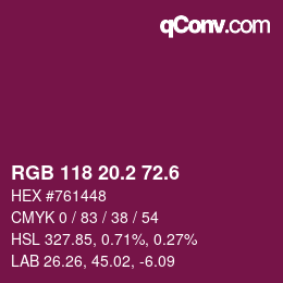 カラーコード: RGB 118 20.2 72.6 | qconv.com