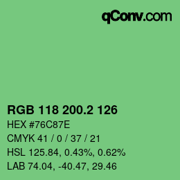 カラーコード: RGB 118 200.2 126 | qconv.com