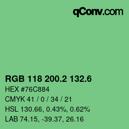 カラーコード: RGB 118 200.2 132.6 | qconv.com