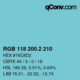 カラーコード: RGB 118 200.2 210 | qconv.com