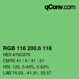 カラーコード: RGB 118 200.6 118 | qconv.com