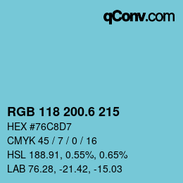 カラーコード: RGB 118 200.6 215 | qconv.com