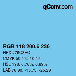 カラーコード: RGB 118 200.6 236 | qconv.com