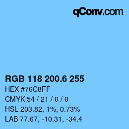 カラーコード: RGB 118 200.6 255 | qconv.com