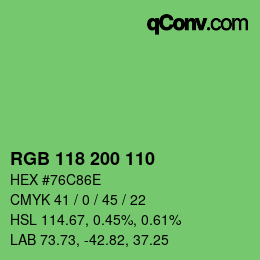 カラーコード: RGB 118 200 110 | qconv.com
