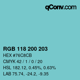 Code couleur: RGB 118 200 203 | qconv.com