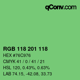 Color code: RGB 118 201 118 | qconv.com