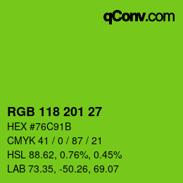 Color code: RGB 118 201 27 | qconv.com