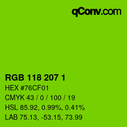 Color code: RGB 118 207 1 | qconv.com