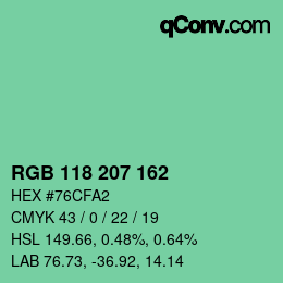 Color code: RGB 118 207 162 | qconv.com