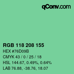 Farbcode: RGB 118 208 155 | qconv.com