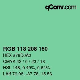 Color code: RGB 118 208 160 | qconv.com
