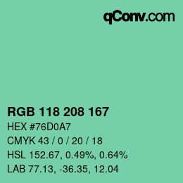 Código de color: RGB 118 208 167 | qconv.com