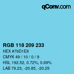 Color code: RGB 118 209 233 | qconv.com