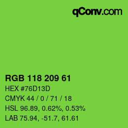 Color code: RGB 118 209 61 | qconv.com