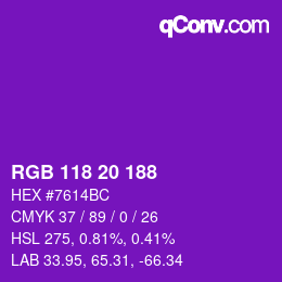 Color code: RGB 118 20 188 | qconv.com
