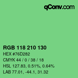 Color code: RGB 118 210 130 | qconv.com
