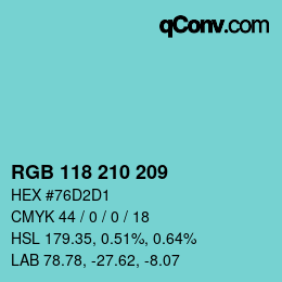 Color code: RGB 118 210 209 | qconv.com