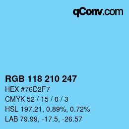 Color code: RGB 118 210 247 | qconv.com