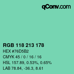Color code: RGB 118 213 178 | qconv.com
