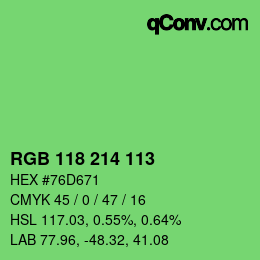 Color code: RGB 118 214 113 | qconv.com
