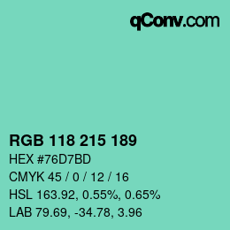 Farbcode: RGB 118 215 189 | qconv.com