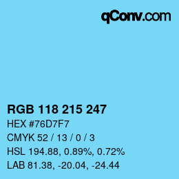 Color code: RGB 118 215 247 | qconv.com