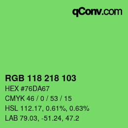 Color code: RGB 118 218 103 | qconv.com