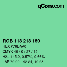 Color code: RGB 118 218 160 | qconv.com