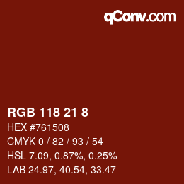 Color code: RGB 118 21 8 | qconv.com