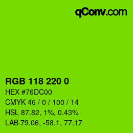 Color code: RGB 118 220 0 | qconv.com