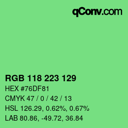 Color code: RGB 118 223 129 | qconv.com