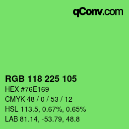 Color code: RGB 118 225 105 | qconv.com