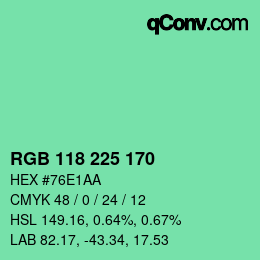 Color code: RGB 118 225 170 | qconv.com