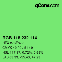 Color code: RGB 118 232 114 | qconv.com