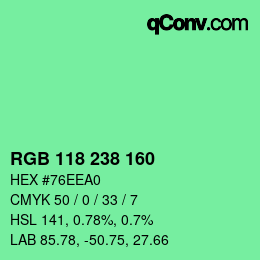 Color code: RGB 118 238 160 | qconv.com