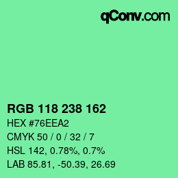 Color code: RGB 118 238 162 | qconv.com