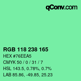 Color code: RGB 118 238 165 | qconv.com