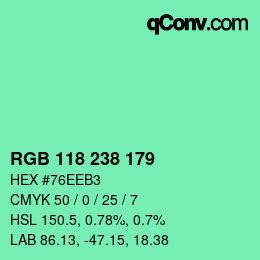 Color code: RGB 118 238 179 | qconv.com