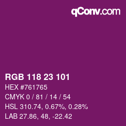 Color code: RGB 118 23 101 | qconv.com